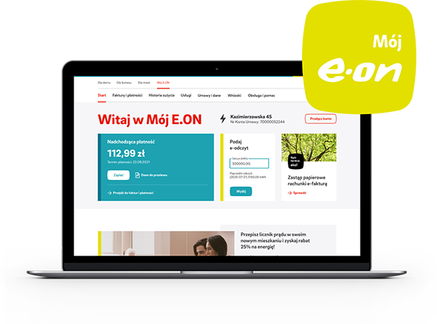 Widok strony głównej w Mój E.ON